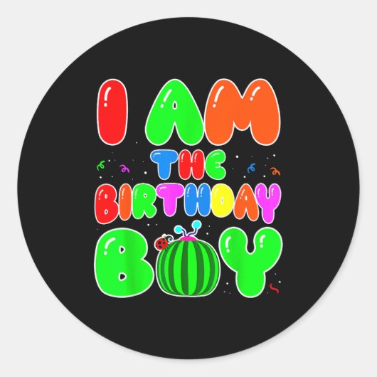 I Am The Birthday Boy Funny Watermelon Birthday Fa ラウンドシール (正面)