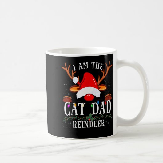 I Am The Cat Dad Reindeer Christmas Family コーヒーマグカップ (右)