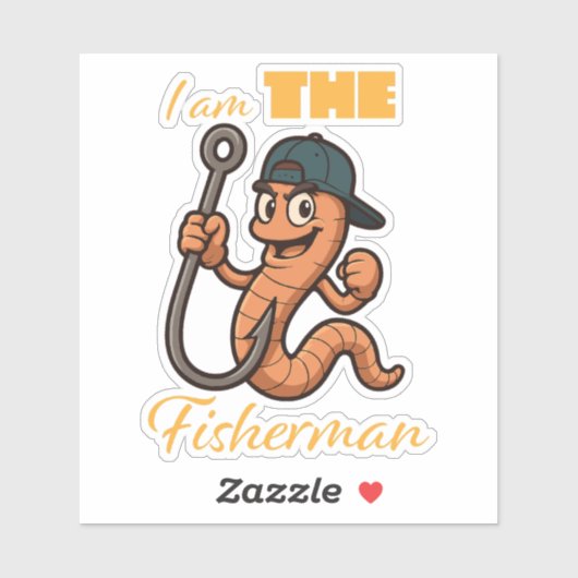 "I am the fish" コミック風釣りエサイラスト シール (シート)