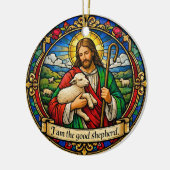 I Am the Good Shepherd Round Ceramic Ornament セラミックオーナメント (左)