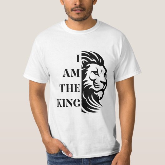 I am the King | Cool Lion Face Typography  Tシャツ (正面)