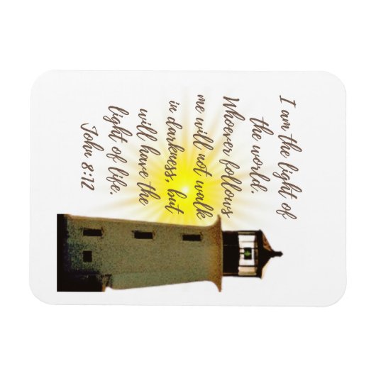 I am the Light John 8:12 with light house マグネット (横)