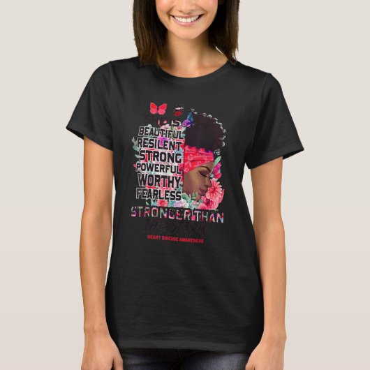 I Am The Storm Black Woman Afro Heart Disease Awar Tシャツ (正面)