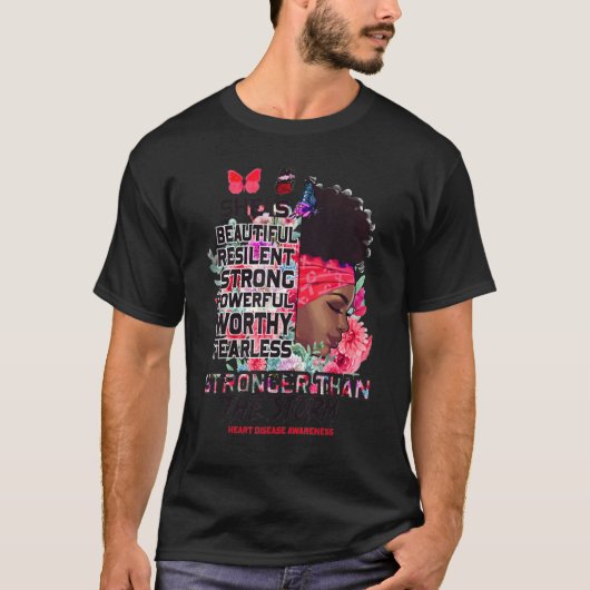 I Am The Storm Black Woman Afro Heart Disease Awar Tシャツ (正面)
