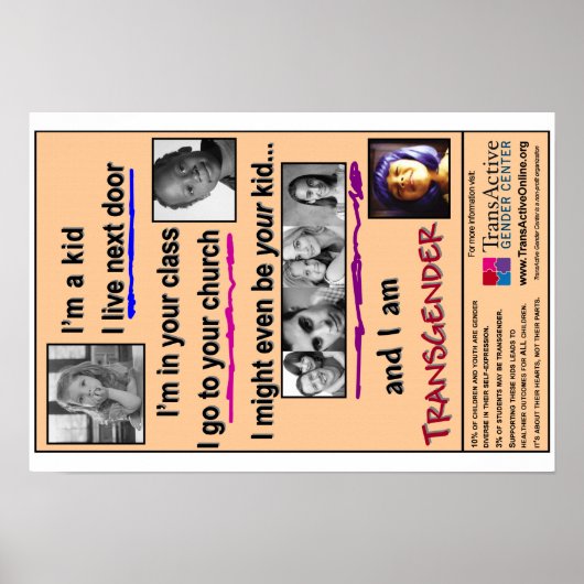 "I Am Transgender" 19" x 13"、ポスター（光沢） ポスター (正面)