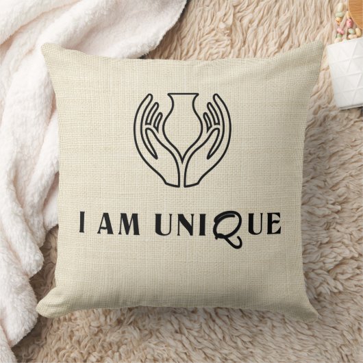 “I AM UNIQUE”ミニマリスト クッション (ブランケット)