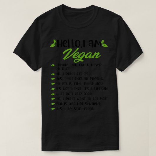 I Am Vegan a Sarcastic Veganism or Vegetarian Hell Tシャツ (デザイン正面)