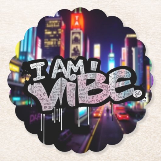 I AM VIBE – アーバン通りスタイルグラフィティアートデザイン ペーパーコースター (正面)