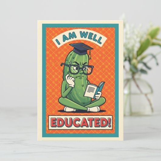 I Am Well Educated funny pickle smart veggie サンキューカード (スタンド正面)