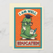 I Am Well Educated funny pickle smart veggie サンキューカード (正面/裏面)