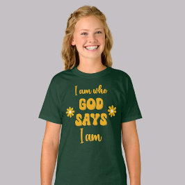 I Am Who God Says - Floral Christian Faith Based  Tシャツ