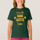 I Am Who God Says - Floral Christian Faith Based  Tシャツ (正面)