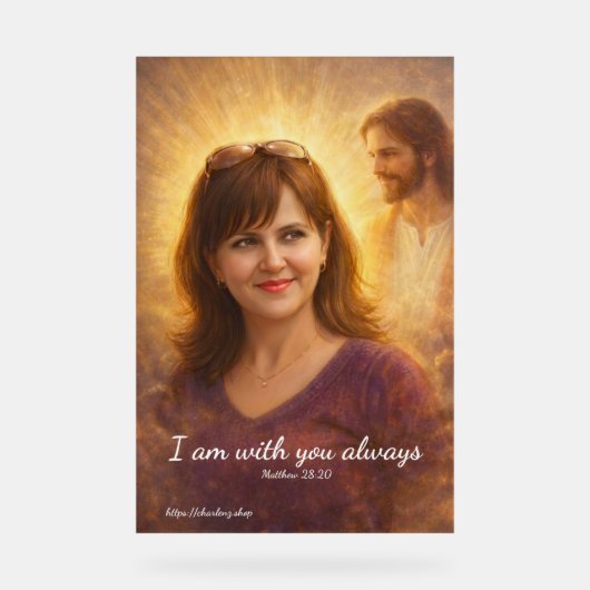 I Am With You Always" Watercolor Wall Poster アクリルサイン (正面)