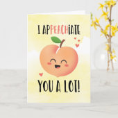 I apPEACHあなたがおもしろいサンキューカード桃かわいい カード (黄色い花)