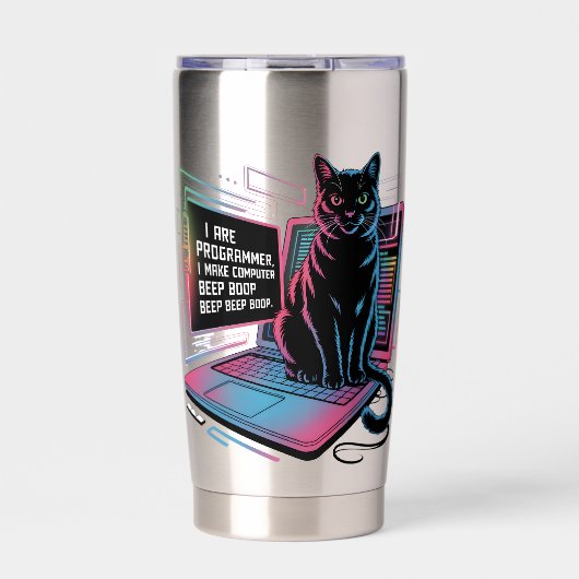 I are programmer, I make computer BEEP BOOP BEEP 保温保冷タンブラー (正面)