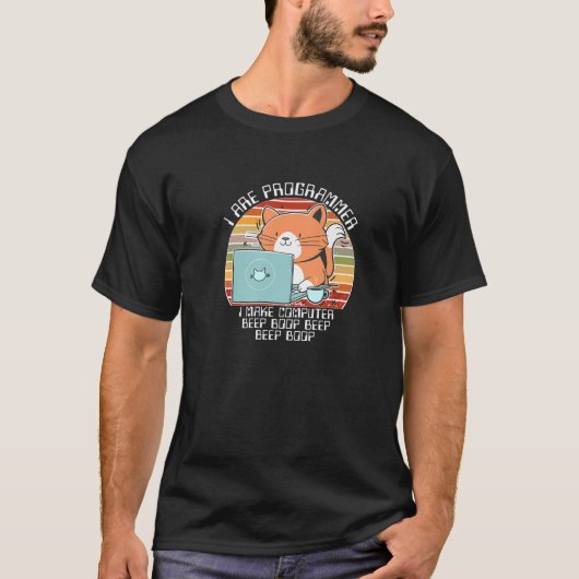I Are Programmer I Make Computer Beep Boop IT Cat Tシャツ (正面)