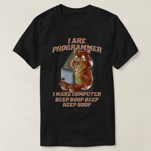 I Are Programmer Introvert Nerd Grizzly Bear IT Ne Tシャツ (デザイン正面)