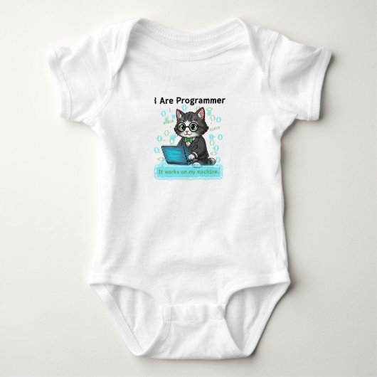 I Are Programmer Whimsical Cat Developer Graphic ベビーボディスーツ (正面)