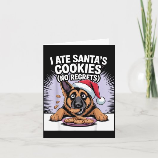 I Ate Santas Cookies Puppy Funny Christmas German  カード (正面)