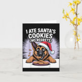 I Ate Santas Cookies Puppy Funny Christmas German  カード (黄色い花)