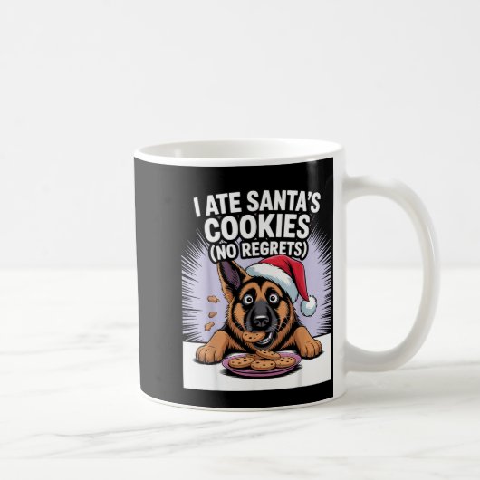 I Ate Santas Cookies Puppy Funny Christmas German コーヒーマグカップ (右)