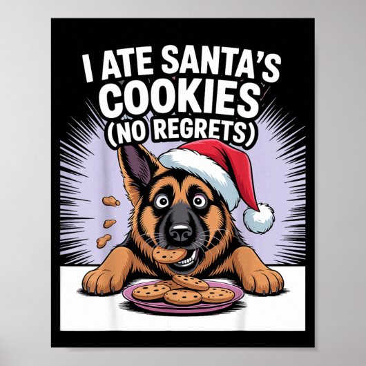 I Ate Santas Cookies Puppy Funny Christmas German  ポスター (正面)
