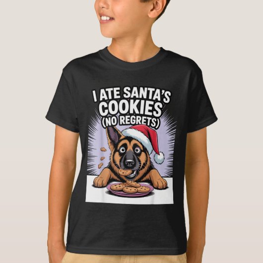 I Ate Santas Cookies Puppy Funny Christmas German Tシャツ (正面)