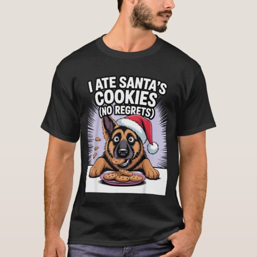 I Ate Santas Cookies Puppy Funny Christmas German  Tシャツ (正面)