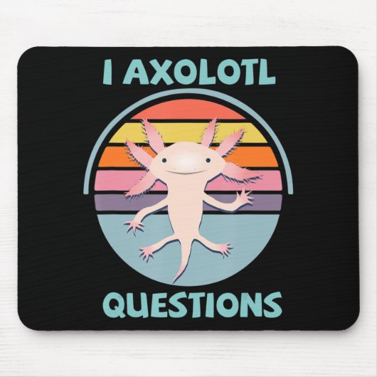 I Axolotl質問かわいいAnime Axolotl Gift Adul マウスパッド (正面)