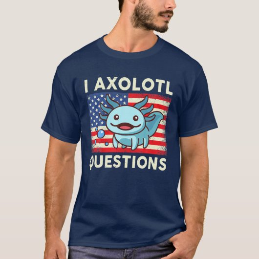 I Axolotl質問キッズサラマンダーアメリカンアクオロ Tシャツ (正面)