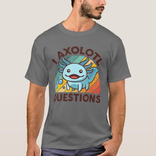 I Axolotl質問キッズユースアダルトレトロヴィンタグ Tシャツ (正面)