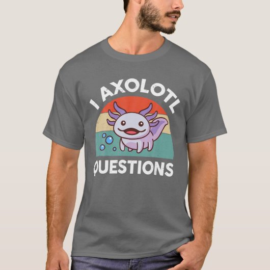 I Axolotl質問パープルアキソロテルプラッシュサラマンデ Tシャツ (正面)