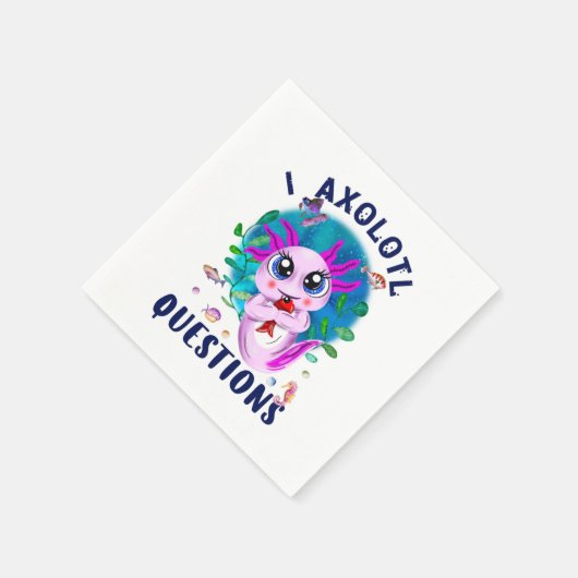 I Axolotl質問,かわいいかわいいピンク両生類 スタンダードカクテルナプキン (角)