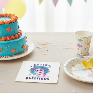 I Axolotl質問，かわいいかわいいピンク両生類 スタンダードカクテルナプキン