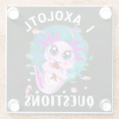 I Axolotl質問，かわいいピンク両生類 ガラスコースター (裏面)