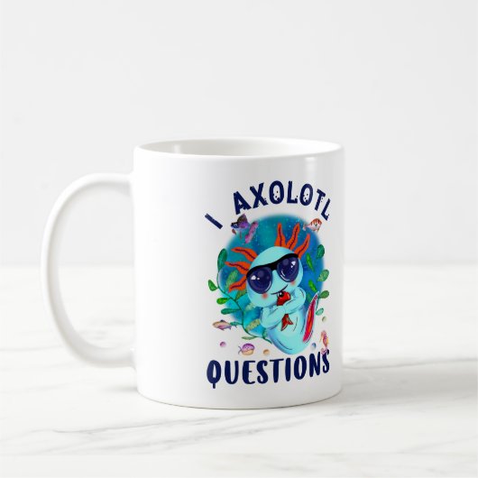 I Axolotl質問、かわいいAxolotl引用文 コーヒーマグカップ (左)