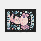 I Axolotl Questions Funny Cute Pun Design  フリースブランケット (正面(横))