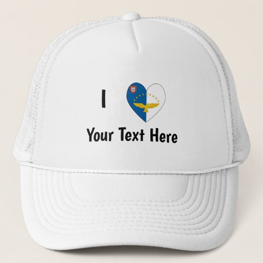 I (Azorean FlagハートLove) Your Text キャップ (正面)