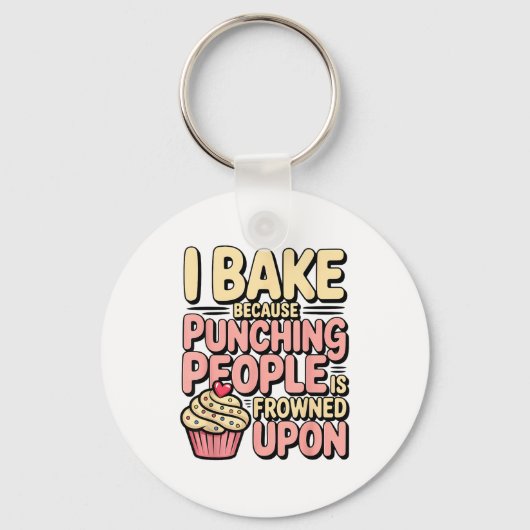 I Bake Because Punching People Is Frowned Un Baker キーホルダー (正面)