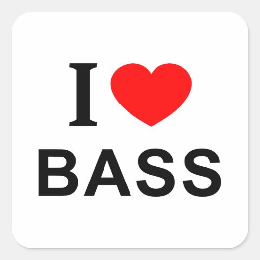 I BASS ❤️ I LOVE BASS Iハート スクエアシール (正面)