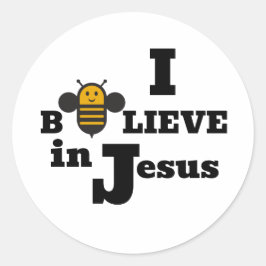 I Bee-lieve in Jesus Kids Christian ラウンドシール