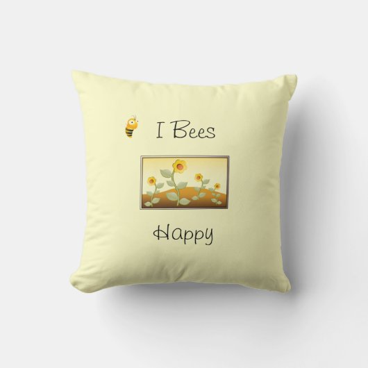 I Bees Happy American MoJo Pillows クッション (正面)