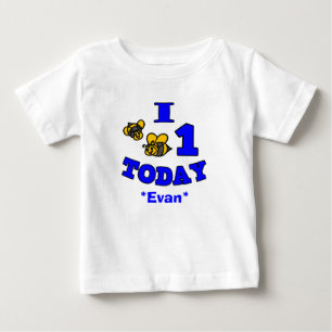 I Bees One Todayファースト誕生日ボーイ乳児シャツ ベビーTシャツ