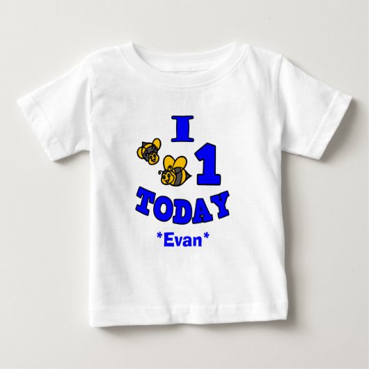 I Bees One Todayファースト誕生日ボーイ乳児シャツ ベビーTシャツ (正面)