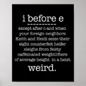 I Before E Except When Keith Weird Funny Grammar M ポスター (正面)