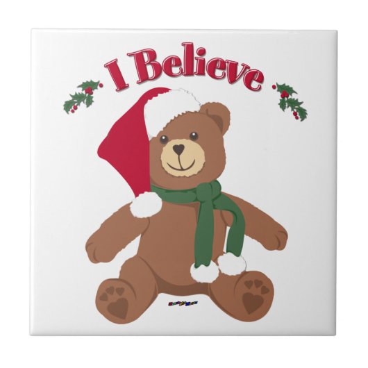 I Believe! クリスマスのテディベア タイル (正面)