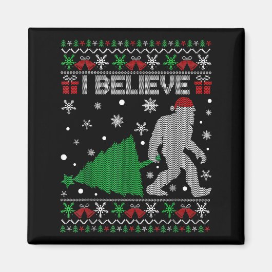 I Believe Big Foot Sasquatch Christmas  マグネット (正面)