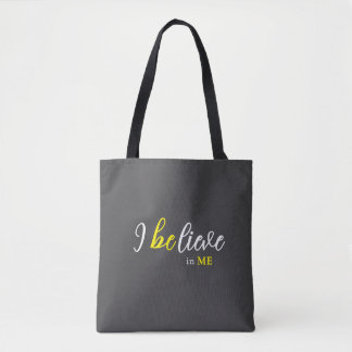 I BeLieve In Me Grey Tote トートバッグ