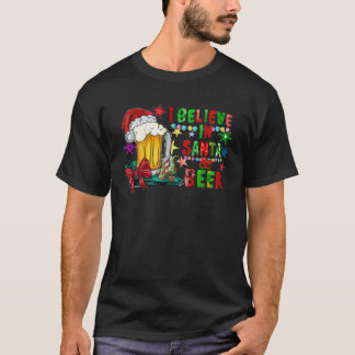 I Believe In Santa And Beer Christmas Gifts PJ For Tシャツ