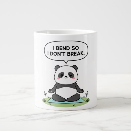 “I Bend So I Don’t Break” panda design ジャンボコーヒーマグカップ (正面)